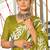 Green floral print mulmul cotton saree with blouse.