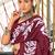 Maroon floral print mulmul cotton saree with blouse.