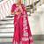 Pink floral print mulmul cotton saree with blouse.