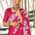 Pink floral print mulmul cotton saree with blouse.