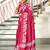 Pink floral print mulmul cotton saree with blouse.