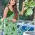 Green floral print mulmul cotton saree with blouse.