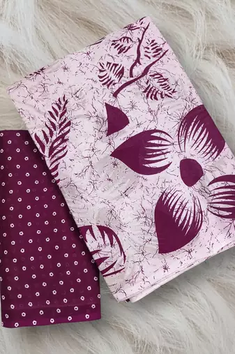 White floral print mulmul cotton saree with blouse.