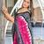 Pink ikkat print mulmul cotton saree with blouse.