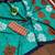 Aqua blue floral, block print mulmul cotton saree with blouse.