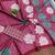 Pink floral, block print mulmul cotton saree with blouse.