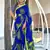 Blue block print mulmul cotton saree with blouse.