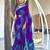 Purple block print mulmul cotton saree with blouse.