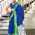 Blue madhubani print mulmul cotton saree with blouse.
