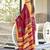 Red kalamkari, striped print mulmul cotton saree with blouse.