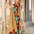 Gold floral print mulmul cotton saree with blouse.