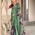 Light green floral print mulmul cotton saree with blouse.