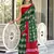 Green ikkat print mulmul cotton saree with blouse.