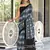 Grey ikkat print mulmul cotton saree with blouse.