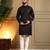 Men's black royal silk sequins embroidered kurta with pajama set