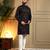 Men's black royal silk sequins embroidered kurta with pajama set