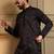 Men's black royal silk sequins embroidered kurta with pajama set