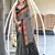 Grey printed mulmul cotton saree with blouse.