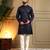 Men's navy blue royal silk sequins embroidered kurta with pajama set