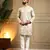 Men's cream royal silk sequins embroidered kurta with pajama set