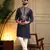 Men's navy blue armani lachka sequins embroidered kurta with pajama set