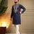 Men's navy blue armani lachka sequins embroidered kurta with pajama set