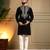 Men's black armani lachka sequins embroidered kurta with pajama set