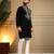 Men's black armani lachka sequins embroidered kurta with pajama set