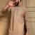 Men's beige armani lachka sequins embroidered kurta with pajama set