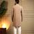 Men's beige armani lachka sequins embroidered kurta with pajama set