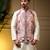 Men's wine slub silk jacquard 3d weaving kurta set with nehru jacket