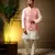 Men's pink slub silk jacquard 3d weaving kurta set with nehru jacket