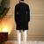 Men's black armani lachka sequins embroidered kurta with pajama set