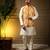 Men's yellow slub silk jacquard 3d weaving kurta set with nehru jacket