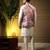 Men's wine slub silk jacquard 3d weaving kurta set with nehru jacket