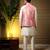 Men's pink slub silk jacquard 3d weaving kurta set with nehru jacket