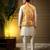 Men's yellow slub silk jacquard 3d weaving kurta set with nehru jacket
