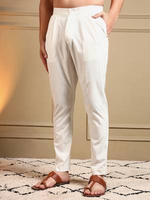 Men's off white royal silk sequins embroidered kurta with pajama set 4