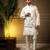Men's peach slub silk sequins embroidered kurta set with nehru jacket