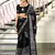 Black batik print mulmul cotton saree with blouse.