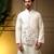 Men's peach slub silk sequins embroidered kurta set with nehru jacket