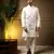 Men's pink slub silk sequins embroidered kurta set with nehru jacket