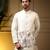 Men's grey slub silk sequins embroidered kurta set with nehru jacket
