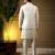Men's yellow slub silk sequins embroidered kurta set with nehru jacket