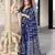 Blue zigzag, striped print mulmul cotton saree with blouse.