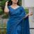 Blue Color Malti Thread & Sequence Embroidery work Net Saree