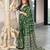 Green zigzag, striped print mulmul cotton saree with blouse.