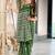 Green zigzag, striped print mulmul cotton saree with blouse.