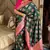 Dark green silk blend banarasi woven saree with unstitched blouse piece