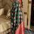Dark green silk banarasi woven saree with unstitched blouse piece